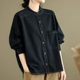 thumbnail image 6 of Craaazy Button Down Shirts For Women Twill Solid Color Long Sleeved Shirt Gifts For Women, 6 of 7