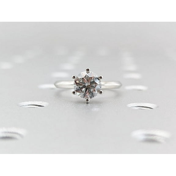 1.5 CT Moissanite Solitaire Engagement Rings 6-Prong Round 14k Solid White Gold Over Jewelry (7 no)