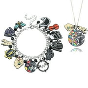 EKEZON Wednedy Adam Bracelet Necklace Metal Cartoon Wednesday Horror Charm Bracelet for Girls and Women