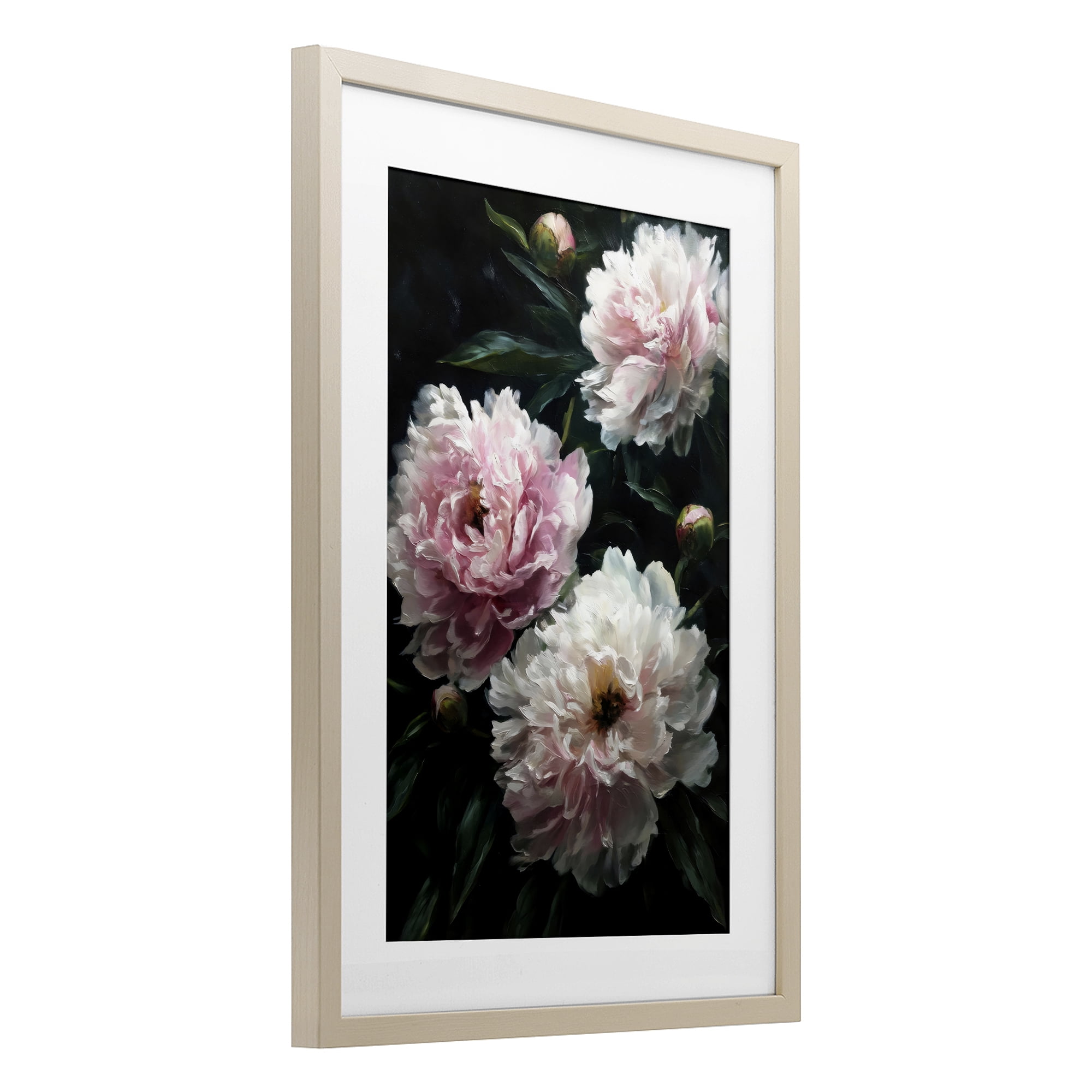 Stupell Industries Soft Pink Peony Garden Birch Framed Print Under Glass, design by Petal Prints Design