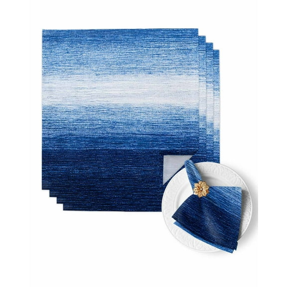 Cloth Napkins Minimalist Blue Gradient Art Washable Soft Kitchen Dinner Napkin Set of 4,Summer Modern Color Ombre Reusable Cocktail Napkins for Wedding Holiday Party Event,20x20In