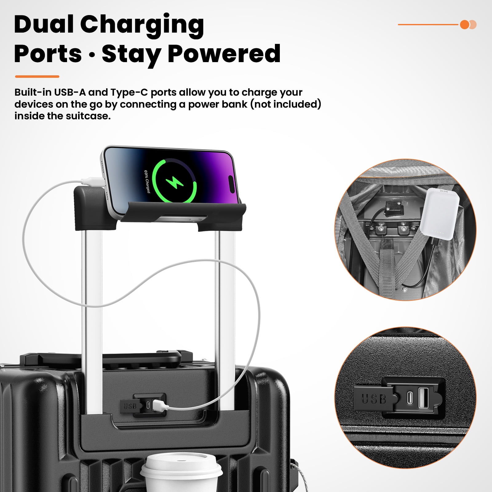 20 in Carry on Luggage, Lightweight Zipperless Aluminum Frame PC Hard Shell Suitcase with TSA Lock & 360 Spinner Wheels for Travel