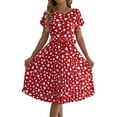 thumbnail image 2 of Ovzne Robes d'Été pour Femmes Robe Décontractée Aguichant Mode Été Col en V Manches Courtes Robe Imprimée Ample Robe de Printemps Manches Courtes Liquidation, 2 of 6
