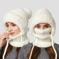 thumbnail image 4 of HNMKIU Winter Knitted Scarf and Hat Set for Outdoor Cold Weather Thermal Face White,One Size, 4 of 5