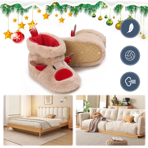 Lindos zapatos piso invierno Prewalkers calientes para bebés Primeros navideños bebé recién nacidos anti-Slip cómodos