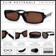 thumbnail image 5 of SA106 Womens Slim Retro Mod Narrow Rectangle Sunglasses Gold-Tone Temple Hinge / Black Frame - Brown Lens, 5 of 7