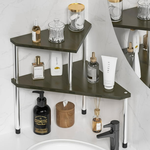 Organizador de mostrador de baño, estante de esquina, 2 niveles, Weenson