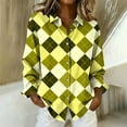 thumbnail image 2 of Lenpel Button down Shirts for Women Trendy Long Sleeve Plaid Collared Blouses Dressy Casual Tops Loose Work Shirts(Yellow,Medium), 2 of 3