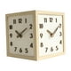 thumbnail image 4 of Reloj de pared de esquina de doble , silencioso, sin perforaciones, decorativo, de madera maciza, 23 x 23 cm, para paredes angulares, creativo y Marco marrón claro, 4 of 8