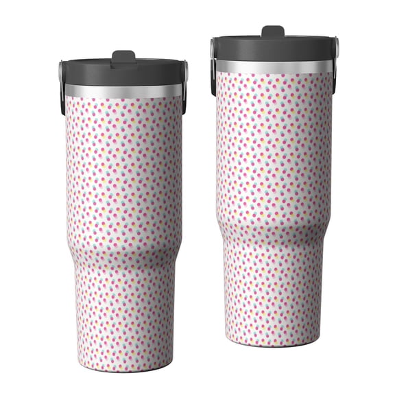 Modern 30oz Handheld Travel Tumbler with Handle – Double Wall Stainless Steel Insulated Cup, Flip Straw Lid, Leak-Proof & BPA-Free for Hot and Cold Drinks – Durable Coffee & Juice Mug White