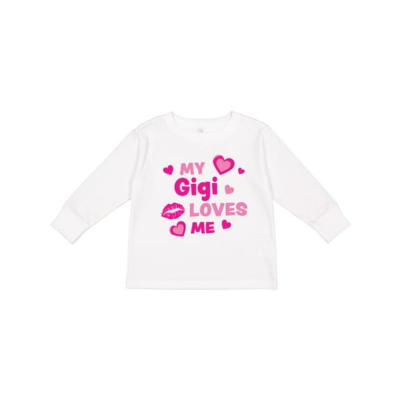 Inktastic Valentine's Day My Gigi Loves Me Hearts and Lips Boys or Girls Long Sleeve Toddler T-Shirt