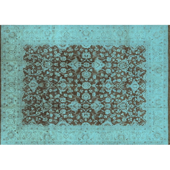 Ahgly Company Indoor Rectangle Oriental Light Blue Industrial Area Rugs, 8' x 12'