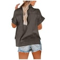 thumbnail image 6 of Otntypg Plus Size Linen Shirts for Women Lightweight Casual Summer Short Sleeve Button Down Beach Hawaiian Vacation Tees Tops Trendy Oversized Cotton Collared Tshirt with Pockets B-Dark Gray XL, 6 of 6