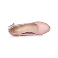 thumbnail image 4 of BLISSFUL STEP Inspired Women's Block Heel Pumps Platform Ankle Strap Round Toe Heel Pink 11, 4 of 7