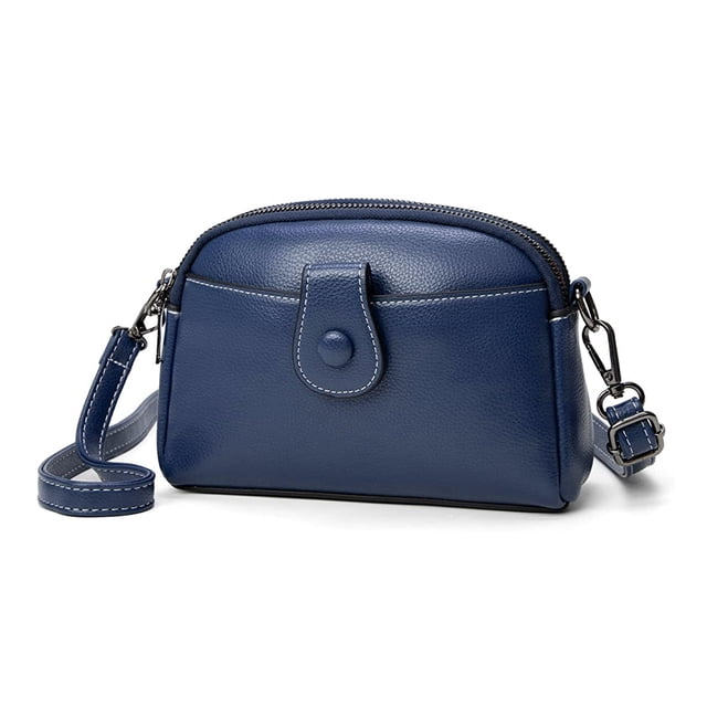 Bolso de mujer de PU de moda, bolso pequeño práctico con múltiples compartimentos, informal, tipo bandolera para el hombro, color azul oscuro