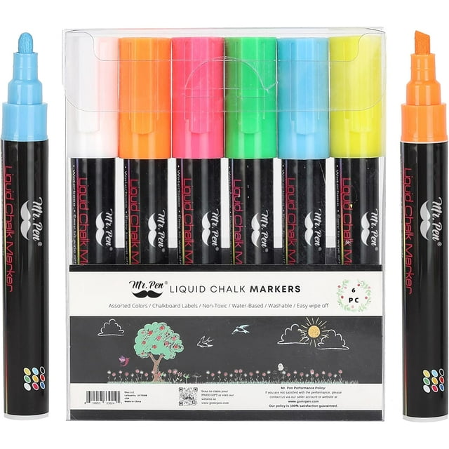 czcpp-- Chalk Markers, 6 Pack, Dual Tip, Assorted Color, 8 Labels, Chalk Markers for Blackboard, Liquid Chalk Markers, Chalkboard Markers, Window Markers, Liquid Chalk, Chalk Board Markers, Chalk Pen