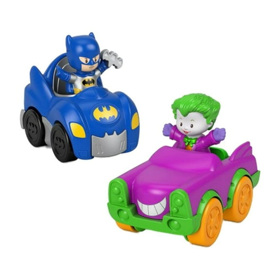 Little People DC Super Friends Batman and Joker Vehicle Toy Set, Kids Action Figures