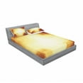 thumbnail image 3 of Ambesonne Abstract Fitted Sheet & Pillow Sham Set, Modern Grid Design, Twinxl, Dark Orange and Yellow, 3 of 3