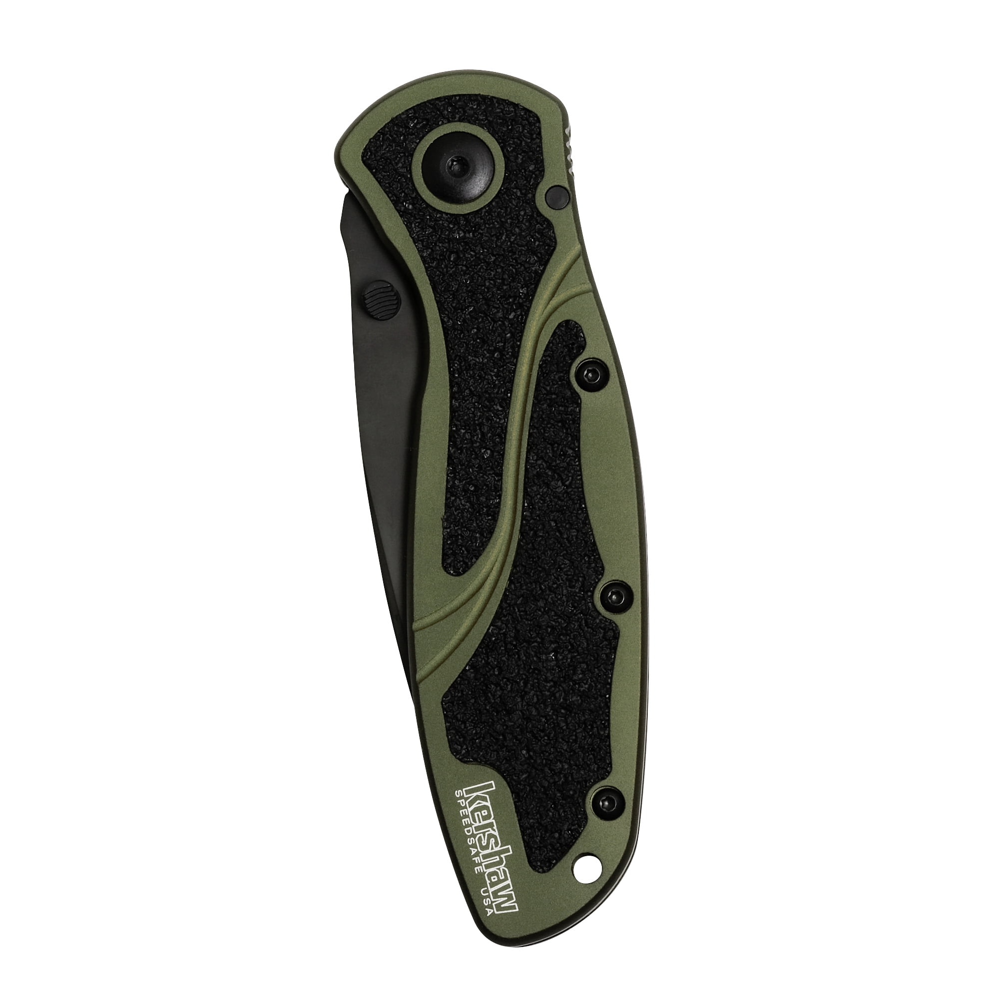 Kershaw Blur Olive and Black Pocket Knife, 3.4" Blade with Assisted Opening