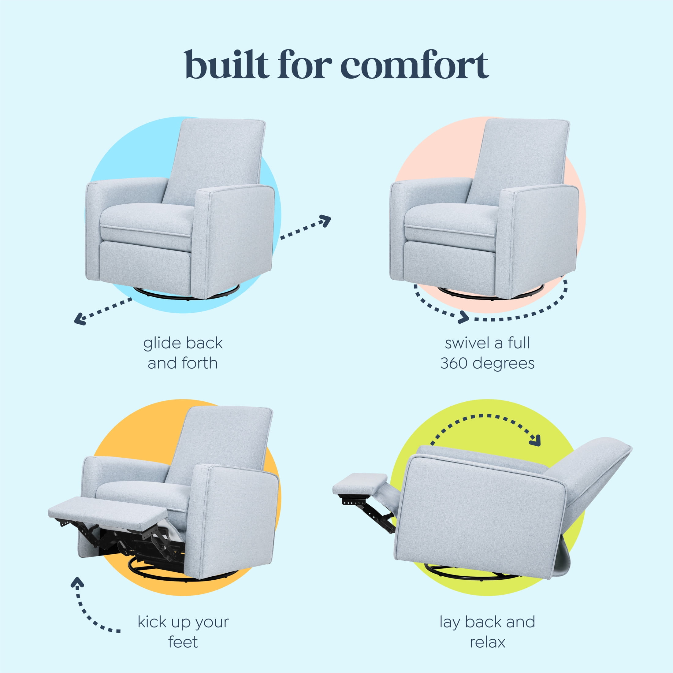 DaVinci Penny Recliner and Swivel Glider in Eco-Performance Fabric | Water Repellent & Stain Resistant