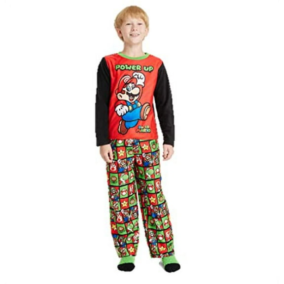 Super Mario Power Up 3-Piece Pajama Set with Socks (Small 6/7)