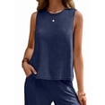 thumbnail image 3 of Women'S Summer 2 Piece Outfits Sleeveless Top Wide Leg Pants Lounge Beach Travel Sets XXL, 3 of 9
