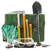 Esterno Rockhound & Rock Mining Kit (Deluxe 15-Piece Set); Rockhound Set Includes Hammer, Chisels, Musette Bag and Accessories