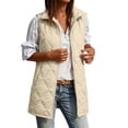 thumbnail image 3 of Women's Warm Mid-Length Puffer Vests,Full Zip Sleeveless Hooded Casual Layering Winter Outerwear Jacket with Side Pocket, 3 of 7
