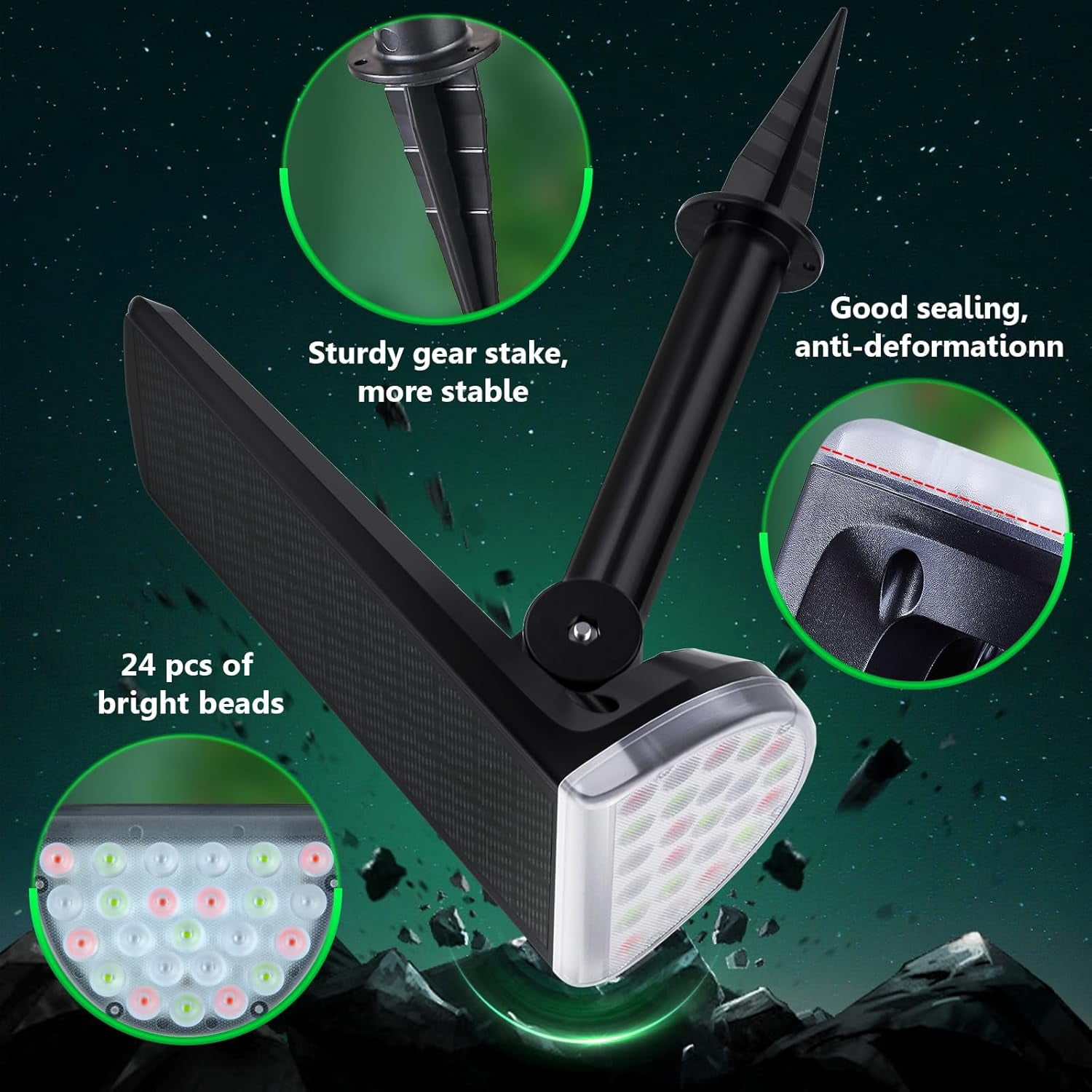 JSOT Solar Spotlight Outdoor Waterproof, 4 Pack RGB Color Changing Landscape Lights for Outside, Solar Powered Garden Decor Spotlights with Stakes for Walkway Lawn Patio Pathway