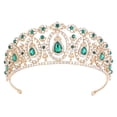 thumbnail image 1 of EeaseCA 1PC Baroque Bridal Crown Rhinestone Inlaid Headband Hair Accessories for Women (Green Rhinestone), 1 of 8