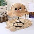 thumbnail image 3 of Rabbit Ear Sunshade Straw Hat Children Sun Hat Summer Sunscreen Ear Moving Bunny Hat Cosplay Party Holiday Hats 4-12 Years (beige), 3 of 7