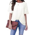 thumbnail image 4 of Women's White Swiss Dot Texture Short Sleeve Top, 4 of 11