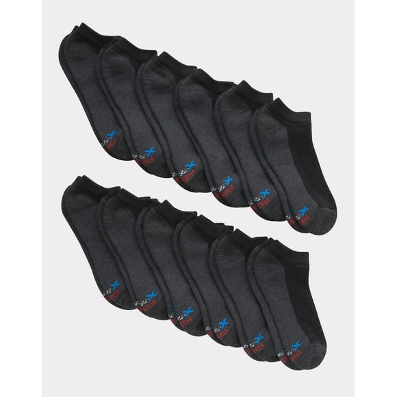 Hanes Mens Cushioned X-Temp No-Show Socks 12-Pair Pack, 6-12, Black