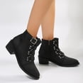 thumbnail image 4 of Women Ankle Boots With Side Zipper And Belt Buckle Knight Boot Winter Square Heel Pointed Toe Shoes, 4 of 7