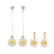 thumbnail image 1 of pares de pendientes con forma de margarita para mujer (largo y corto), 1 of 5