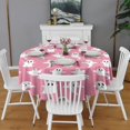 thumbnail image 2 of Pink Halloween Ghosts Round Tablecloth 60"x60",Wrinkle Wipeable Table Cloth for Kitchen Dining Room Picnic Patio Party, 2 of 6