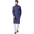 thumbnail image 1 of Royal Kurta Mens Cotton Angarakha Kurta Pyjama Set (40, Navy Blue), 1 of 1