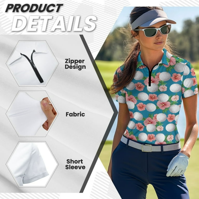 COEQINE 1/4 Zip Golf Shirts for Women Quick Dry Fit Workout Soft