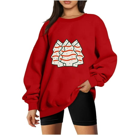 

Womens Sweatshirt Womens s Fashion Casual Long Sleeve Christmas Print Sweatshirt Tops Blouse Sweater Christmas Pajamas for Family Office Small Surprise Present Ugly Christmas Tops