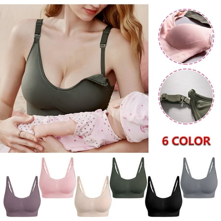 CFLVAEK Women s Nursing Bras Ultra Comfort Wirefree Seamless Bra Breathable Front Closure Maternity Bralette Push Up Bras for Pregnancy Purple M