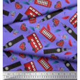 thumbnail image 2 of Soimoi Crepe Silk Fabric Bus,Telephone Booth & London Clock Tower Architectural Fabric Prints by Yard 42 Inch Wide, 2 of 3