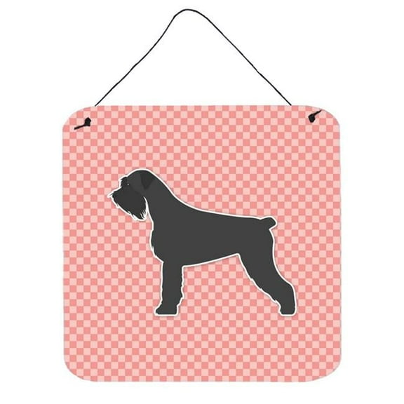 Giant Schnauzer Checkerboard Pink Wall or Door Hanging Prints