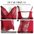thumbnail image 5 of LWP Women's Lingerie Sexy Lace Babydoll V-Neck Ruffle Hem Chemise Nightgown, 5 of 9