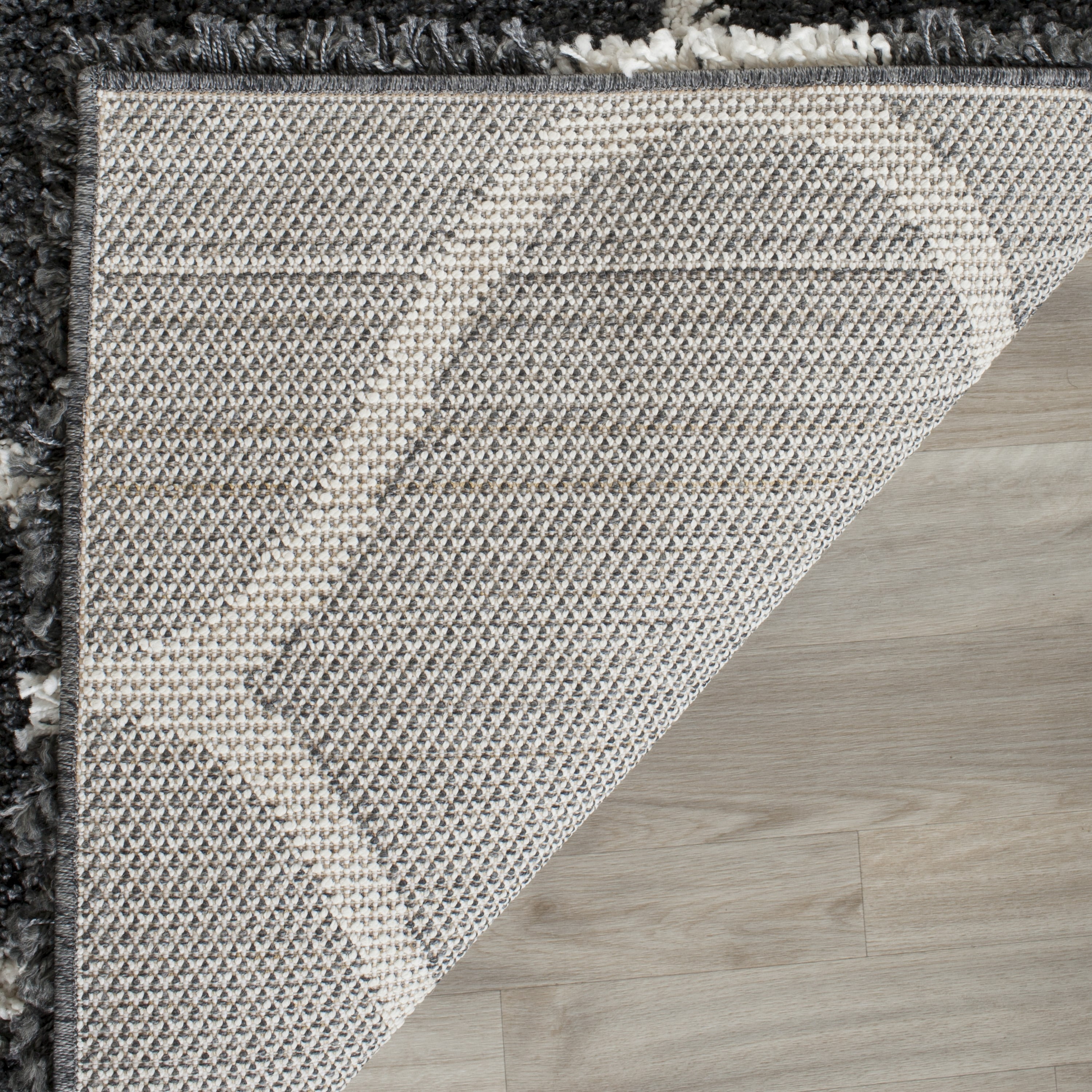 SAFAVIEH Hudson Arline Geometric Shag Runner Rug, Dark Grey/Ivory, 2'3" x 6'