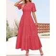 thumbnail image 4 of Vestido largo ZESICA 2025 de verano con manga corta y cuello en V para mujer, 4 of 5