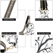 Black Birds and Flowers Women's PU Leather Crossbody Bag, Dual Zipper Pockets, Adjustable Strap, Water Resistant