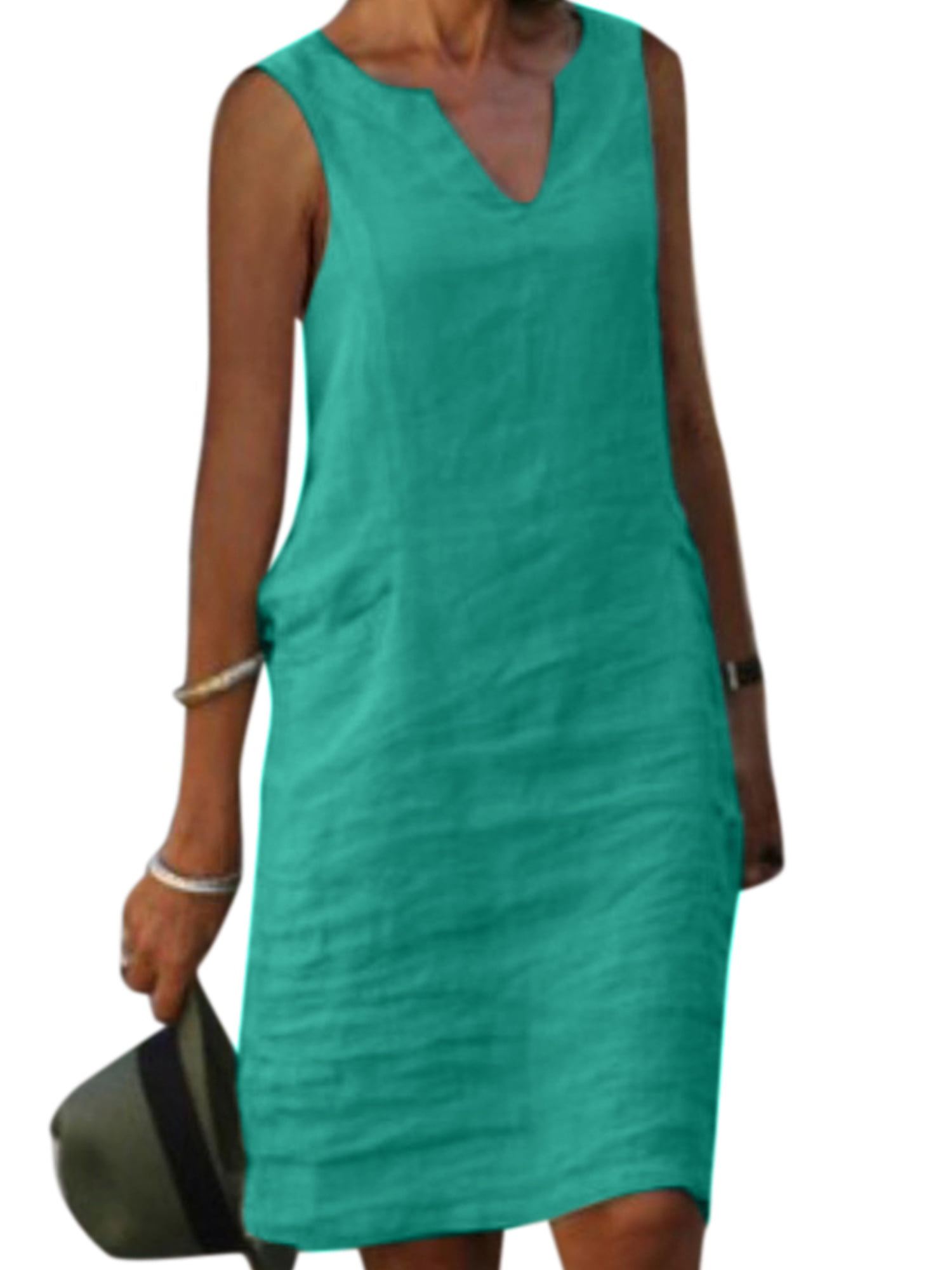 D-Story Dress Purple Green Squares Sleeveless Dress Womens Vest Dress 