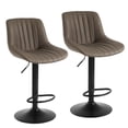 thumbnail image 1 of PU Leather Modern Bar Stools Set of 2, Adjustable Swivel Counter Height Barstools with Back and Footrest, Armless Kitchen Island Stool Dining Chairs, Sturdy Base Dia 41cm, Brown, 1 of 9