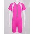 thumbnail image 4 of Haitryli Kids Boys Girls One Piece Swimsuit Short Sleeve Rash Guard Swimwear Shorty Wetsuit Rose Red 12, 4 of 7