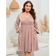 thumbnail image 2 of Yesfashion Women's Plus Size V-Neck Long Sleeve Dress with Pockets – Casual Flowy Maxi Dress for Everyday Wear, 2 of 9
